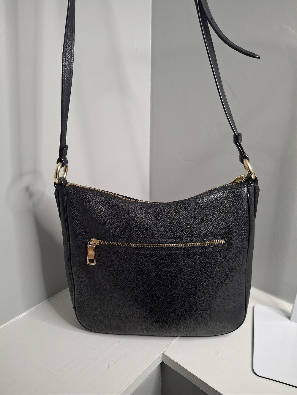 Coach Chaise Black Polished Pebble Leather Crossbody Bag Gold Hardware - Picture 2 of 9